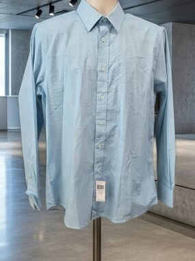 NWT Nick Graham Everywhere Stretch Modern Fit Dress Shirt Light Blue 15.5 34/35